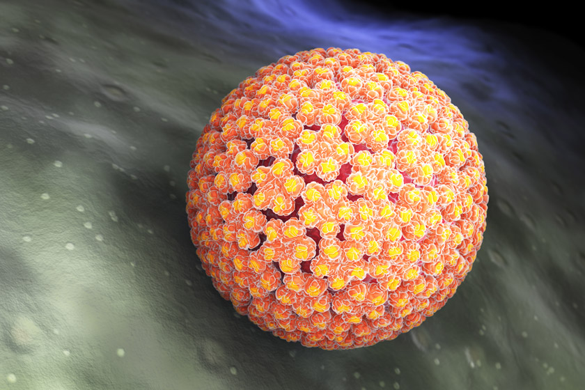 Infografía 3D de un agente cancerígeno